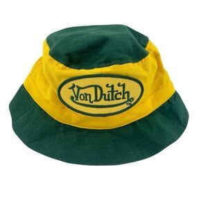 Von Dutch Kids Colorblock Bucket Hat – Green & Yellow, One Size
